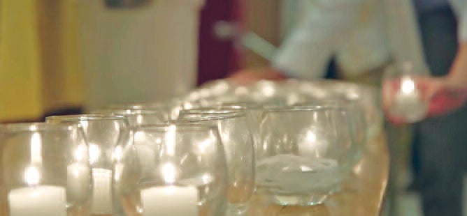 candles in glasses