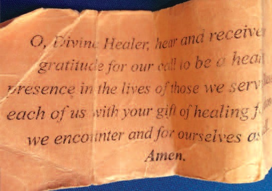 prayer on a piece of old paper