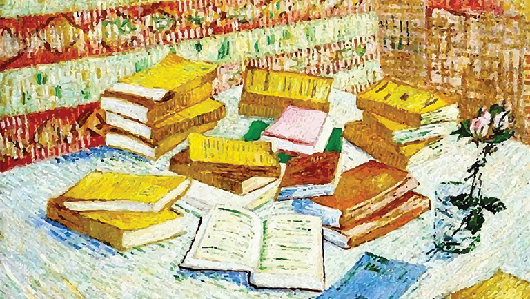 painting of books