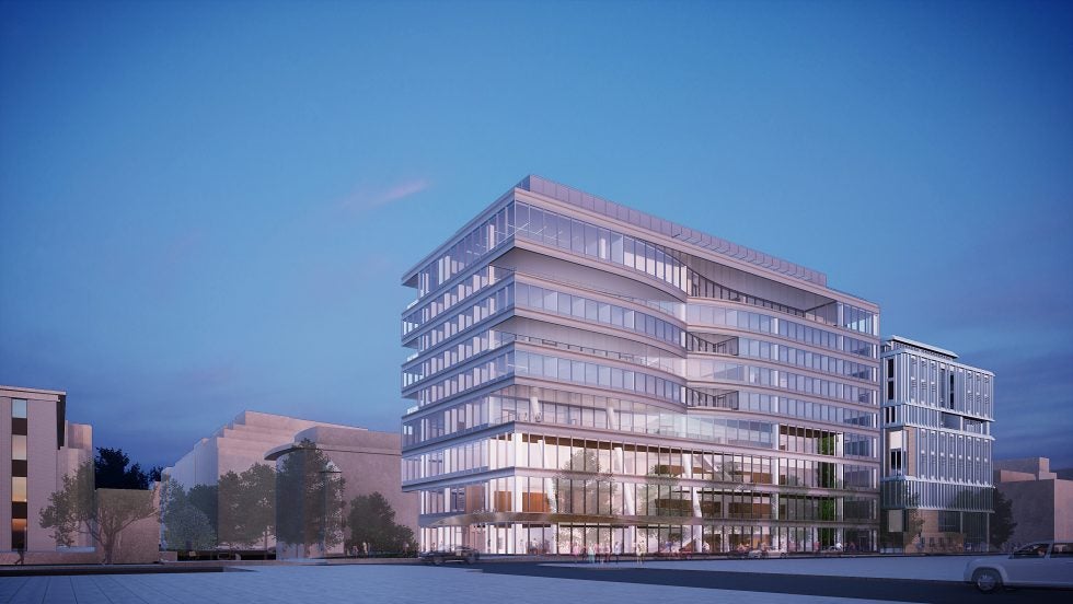 Architectural rendering of the new building to be constructed on the Georgetown Law campus