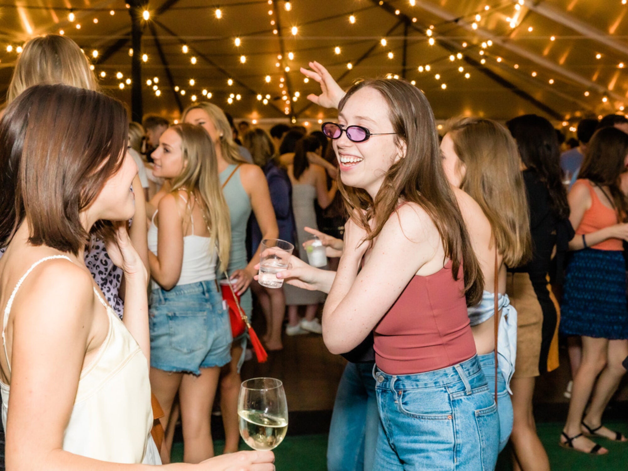 students at event talking