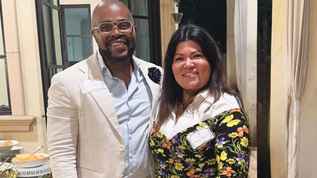 King met with alumni from the School of Health, including EMHSA Program graduate Vanessa Villaverde (NHS’17)
