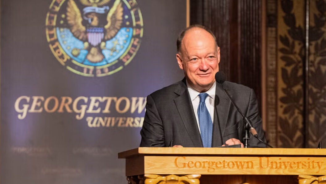 president degioia at podium